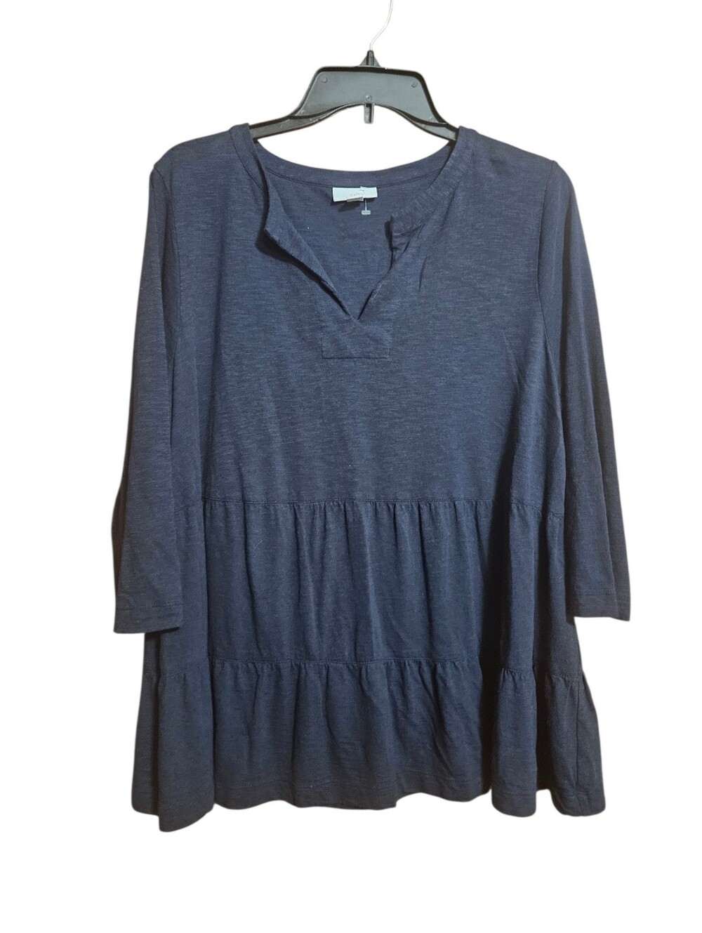 J.jill Dark Navy Blue Peplum Top V Neck Blouse Size Petite Medium!